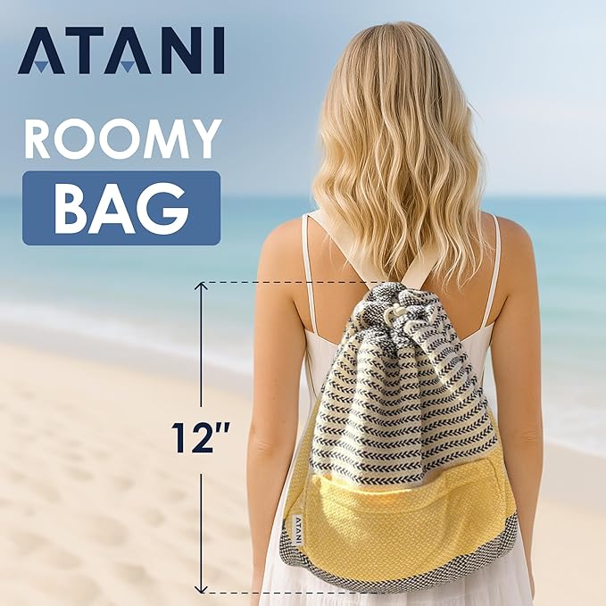 ATANI Turkish Beach Towel, Converts to a Bag, Oversized 100% Cotton Bath Towels - Image 4