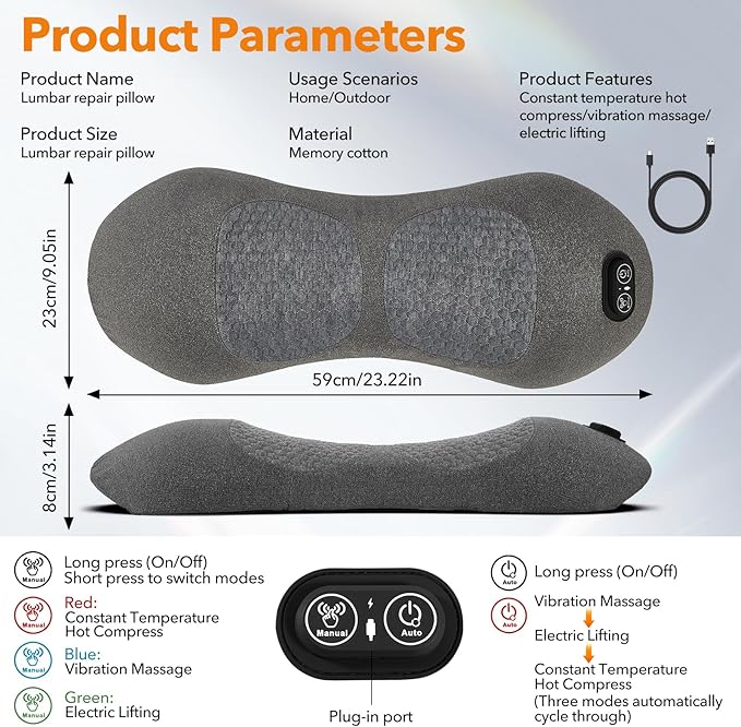 Mothers Day Gifts for Mom Electric Lumbar Massager Support Pillow 3 in 1 - Image 7