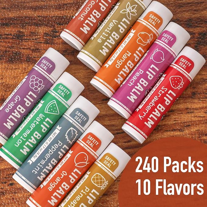 AZEN 240 Pack Lip Balm, Natural Lip Balm Bulk, Lip Care Product, Moisturizing - Image 3
