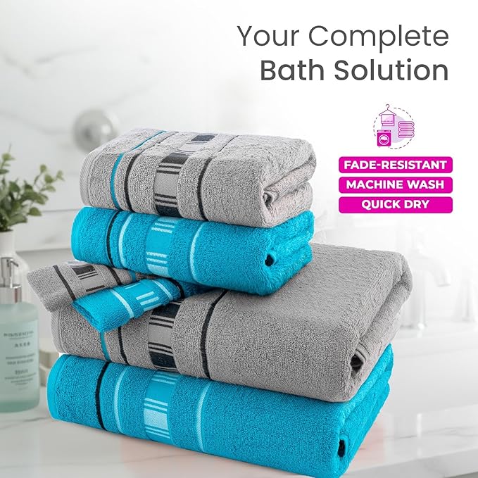 CASA COPENHAGEN X Line 6Pcs 100% Egyptian Cotton Large Designer Towels Gift - Image 2