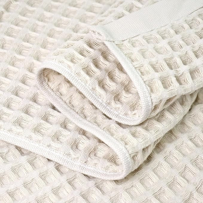 Jacquotha Waffle Bath Towels Set of 2 – Cotton, Quick Dry, Low Lint, 31” x 62” - Image 4