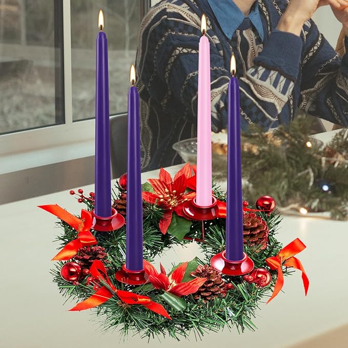 16 Pack Advent Taper Candles Premium Hand Dipped 10in Unscented Christmas Taper - Image 4