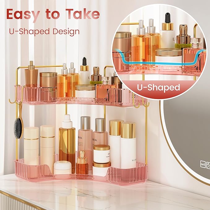 Delicate Pink 2-Tier Corner Counter Organizer - Image 5