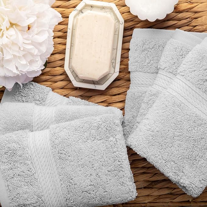 SUPERIOR Egyptian Cotton Pile Face Towel/Washcloth Set of 6, Ultra Soft Luxury - Image 5