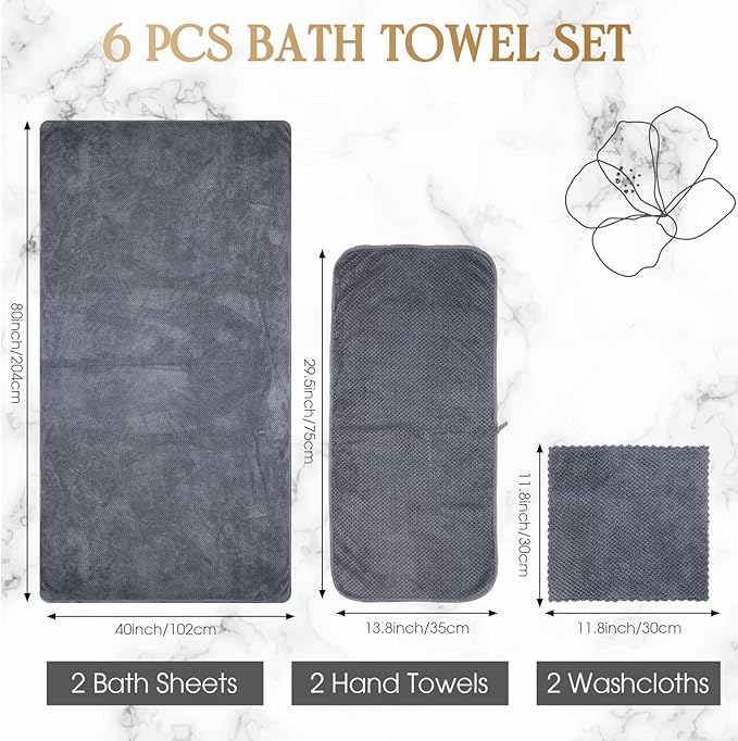 Peryiter Oversized Bath Towels Set of 6 - Image 2