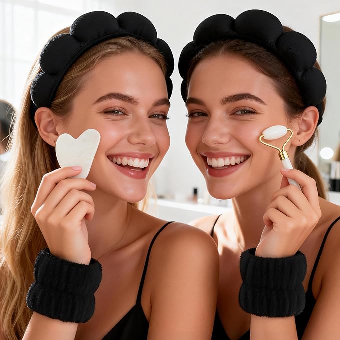 Real Perfection Spa Headband for Washing Face, Skincare Headband Wristband Set - Image 4