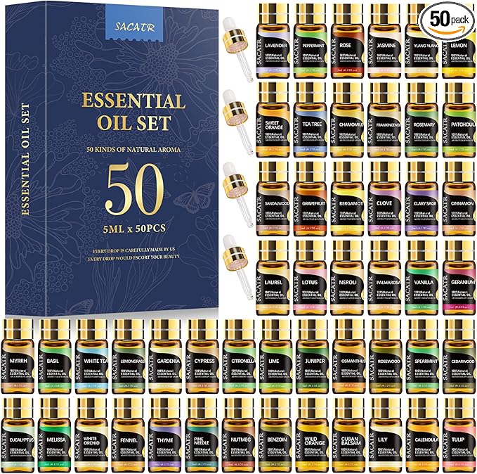 SACATR 50 Pcs Natural Essential Oil Set -Essential Oils Gift Set by SACATR