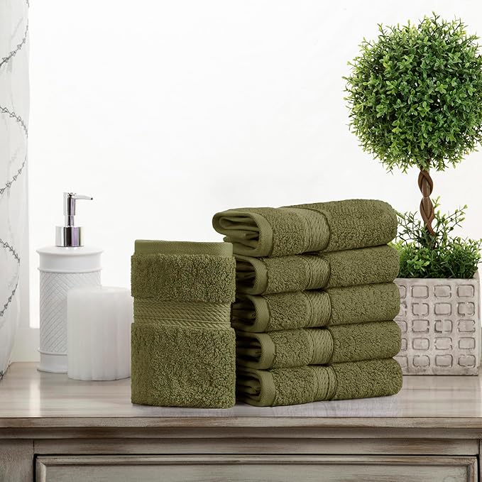 Superior Egyptian Cotton Pile Face Towel/Washcloth Set of 6, Ultra Soft Luxury - Image 2