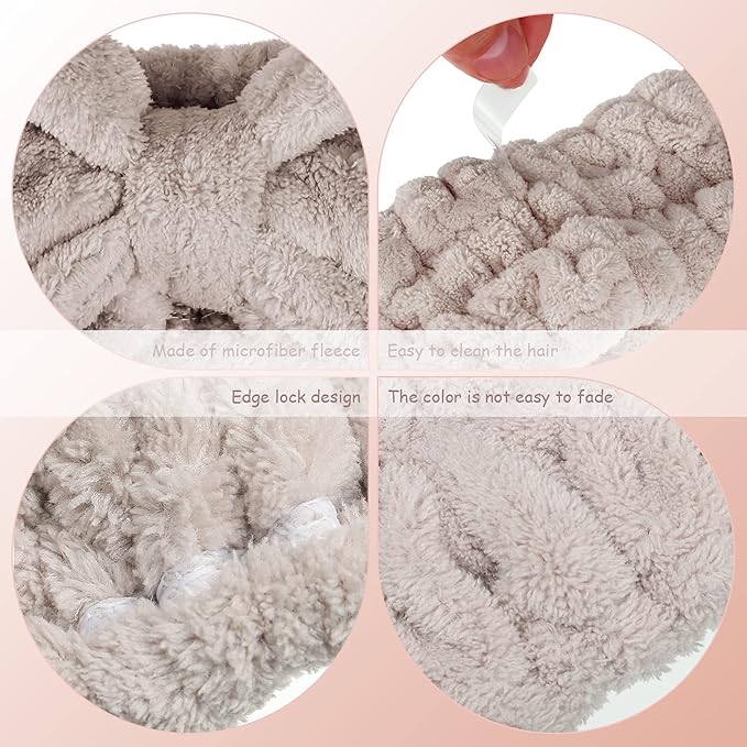 3 Pieces Wash Face Headband Makeup Spa Headband Towel Terry Hair Bands - Image 3