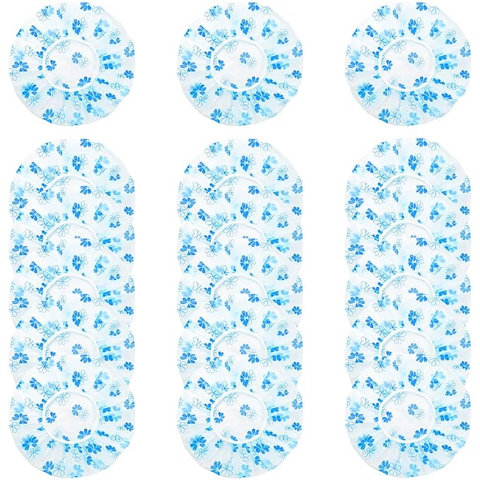 18 Pack Shower Caps for Women, Waterproof Reusable & Disposable Adjustable Bath by Unknown