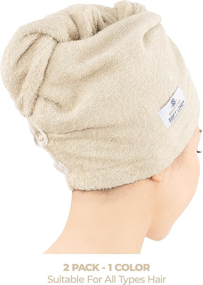American Soft Linen 100% Cotton Hair Towels - Image 3