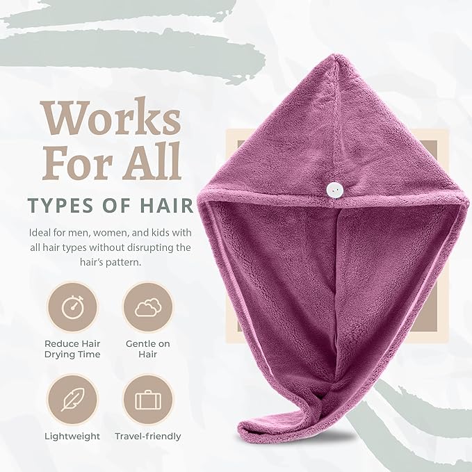 Microfiber Hair Towel Wrap, Hair Turban Towel Super Absorbent Twist Turban Dry - Image 3