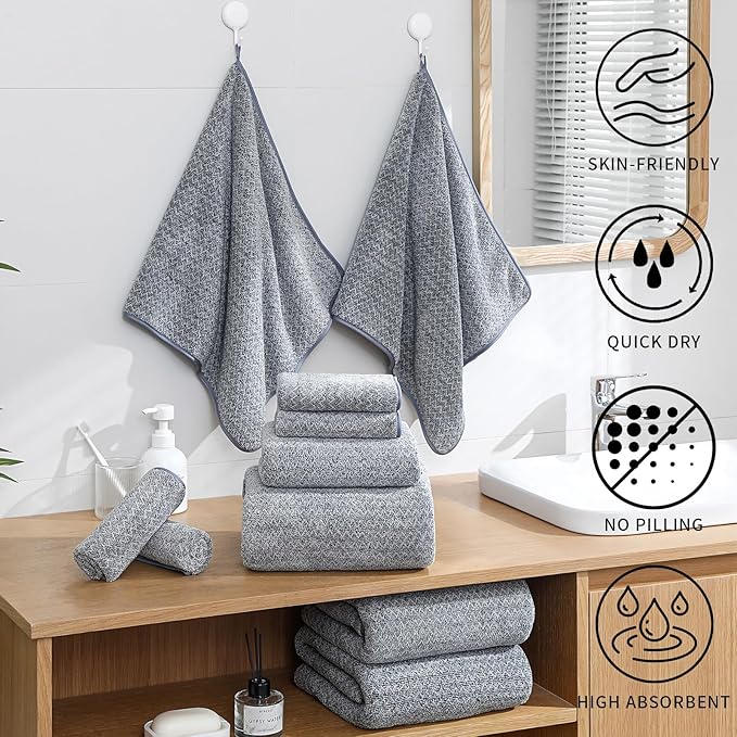Ultra Soft Bath Towel Set, 12 Piece Family Bathroom Towels Set - Image 3