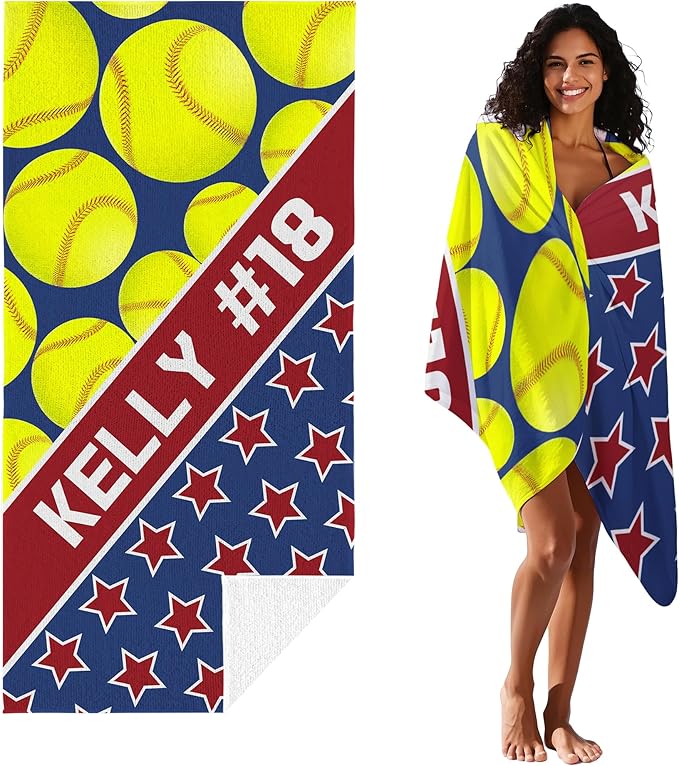 Personalized Beach Towel With Name, Custom Beach Towel with Text, Customized - Image 2