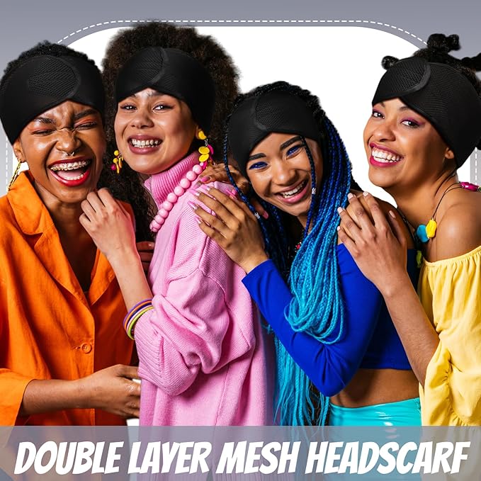 Xuhal 4 Pcs Mesh Hair Wraps for Black Women Sleeping Cap Hair Wrap Nets Spa - Image 3