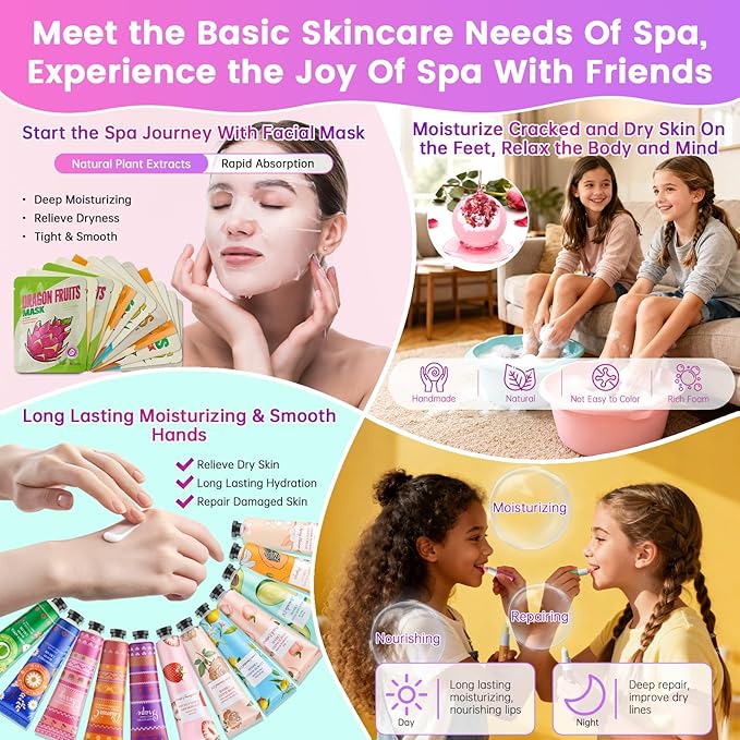 160 PCS Spa Party Supplies For Girls, Kids & Family, Include Face, Lip & Foot - Image 3