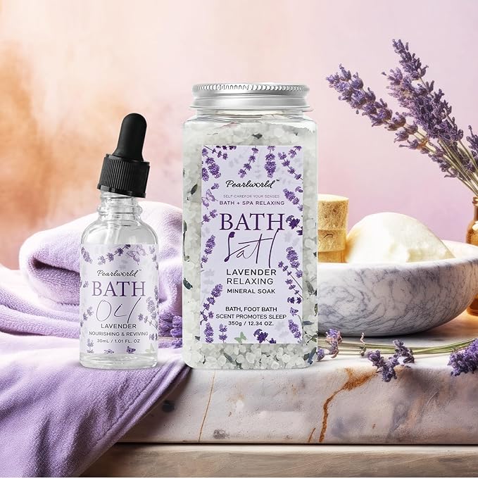 Lavender Spa Gift Set for Women, Luxury 9 Pcs Bath Salts Set, Relaxation Gifts - Image 2
