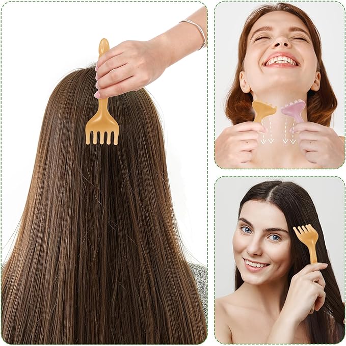 WY LIGHTING LEVEL 2Pcs Head Massager Manual Hair Scalp Massager Gua Sha Five - Image 6
