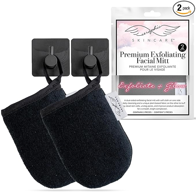 Seraphic Skincare Premium Exfoliating Facial Mitt – Dual-Sided Face Scrubber by SeraphicSkincare
