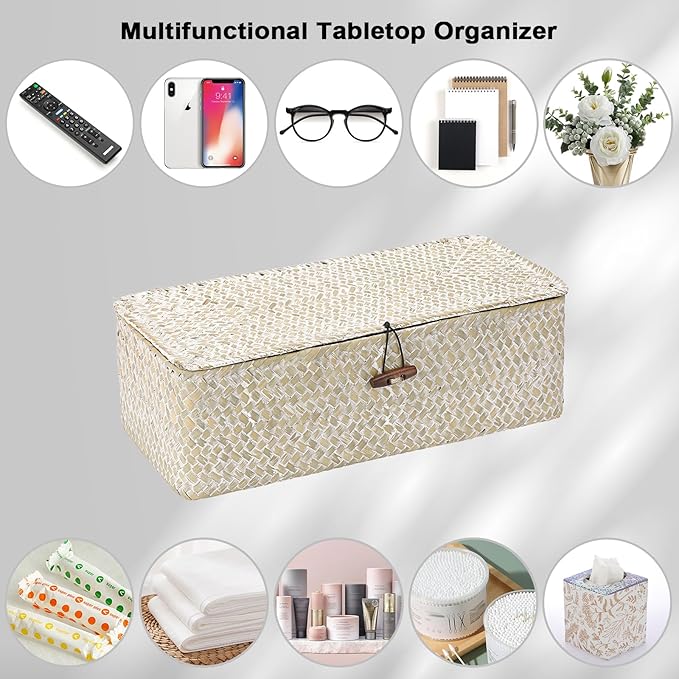 Sumnacon Small Woven Basket for Shelf Wicker Shelf Storage Basket - Image 7