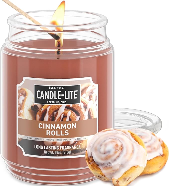 Candle-lite Fall Scented Candles, Cinnamon Rolls, 18 oz Jar, Proudly Poured in by Candle-liteCompany