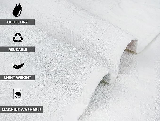 ZUPERIA White Bath Towels Bulk 12 Pack - Image 5