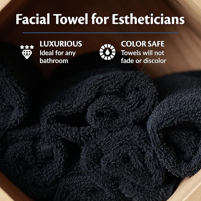 Black Bleach Proof Towels Set, 144 Pack 100% Cotton 16" X 27" Color Safe - Image 3