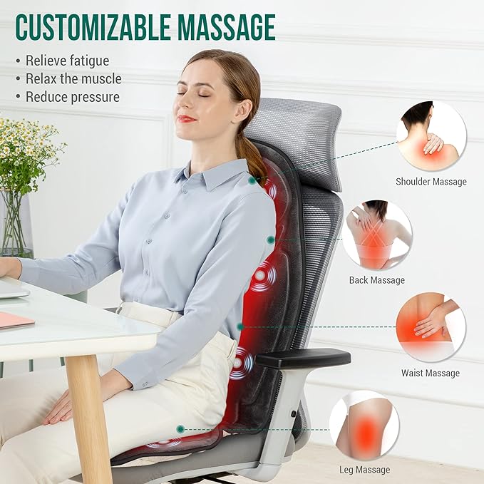 Snailax Back Massager with Heat, Memory Foam Chair Massage Pad, 5 Massage Modes - Image 3