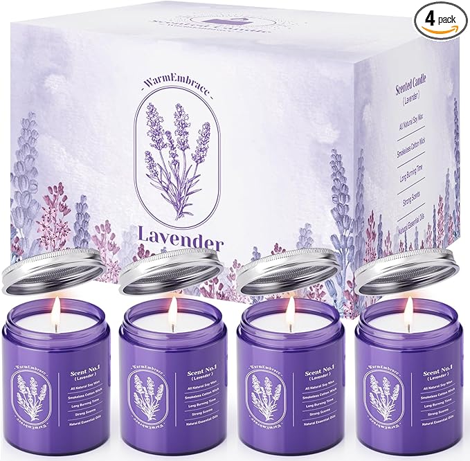 WarmEmbrace Lavender Candles for Home Scented, 30.4 oz Aromatherapy Purple Jar by WarmEmbrace