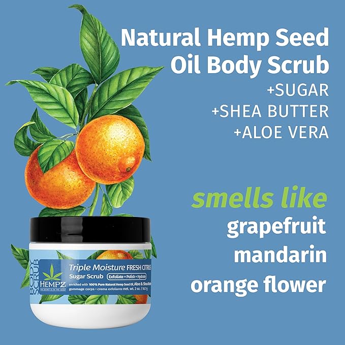 Hempz NEW Mini Sugar Body Scrub, Triple Moisture Fresh Citrus, Travel Size - Image 3