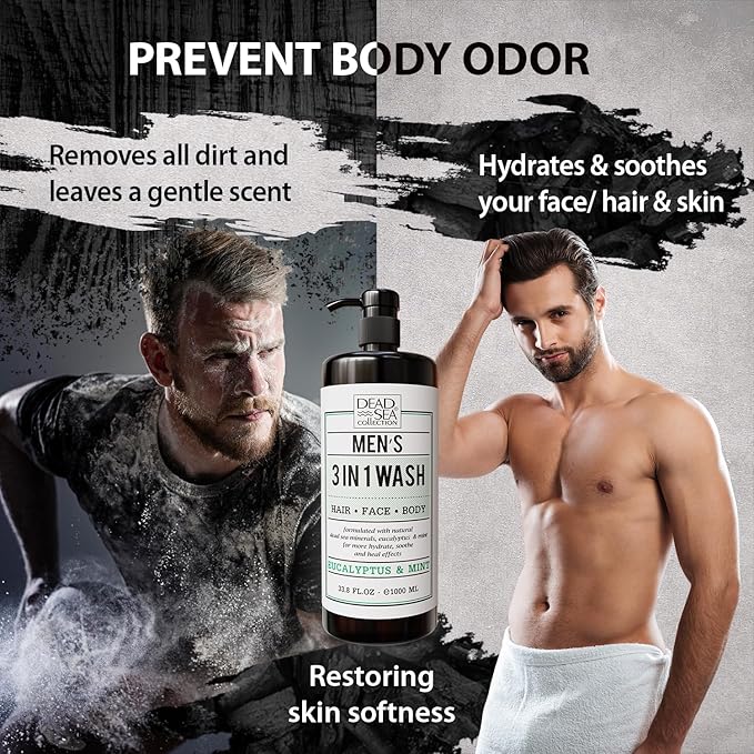 Dead Sea Collection Eucalyptus Mint Men’s Body Wash – 3 in 1 Body Wash - Image 6