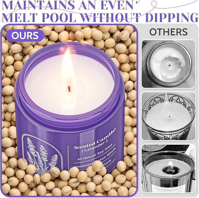 WarmEmbrace Lavender Jar Candles, 7.6 oz Purple Jar Candle, Natural Soy - Image 5