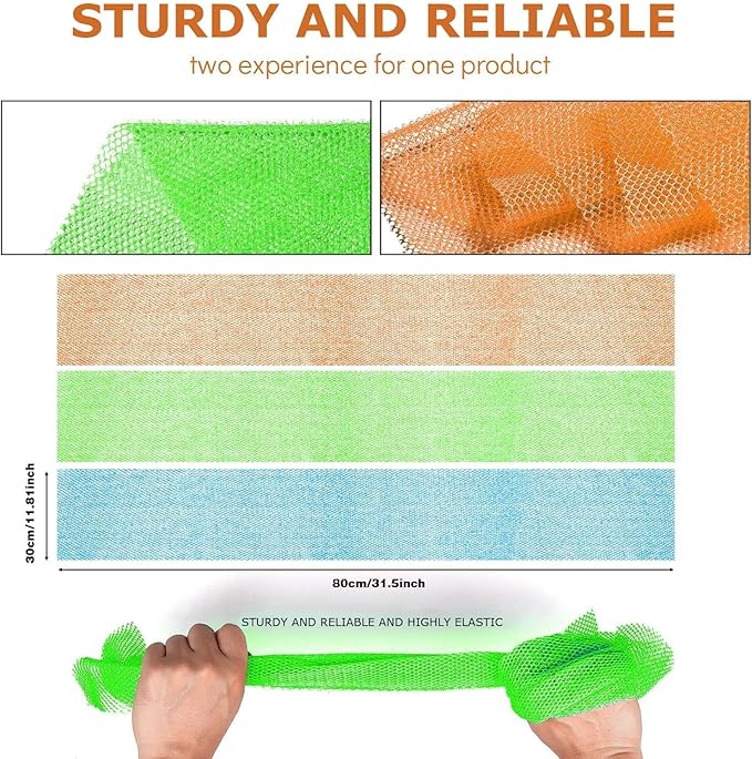 UJFQBH 3 Pieces African Bath Sponge African Net Long Net Bath Sponge - Image 3
