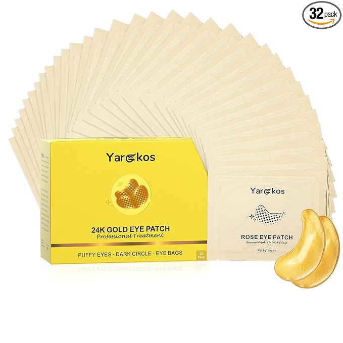 32 Pairs 24K Gold Under Eye Patches, 32 Sets Anti Wrinkle Collagen Undereye Pad by ExperiencethemagicofYargkosandembarkonajourneyofbeautyandconnection