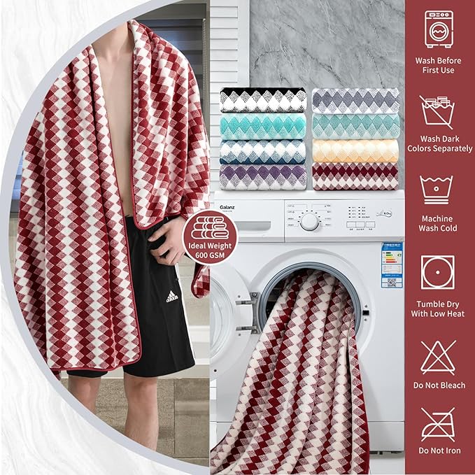 8 Piece Bathroom Towel Set |2 Oversized Bath Towels, 2 Hand Towels, 4 - Image 3