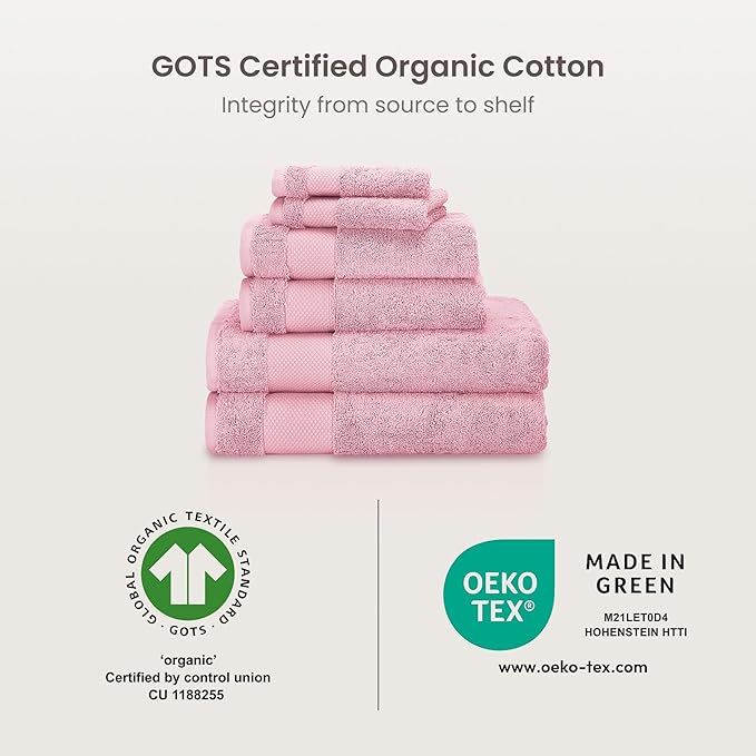 BIOWEAVES 100% Organic Cotton Bath Towel Set | 700 GSM Plush 6-Piece Premium - Image 8