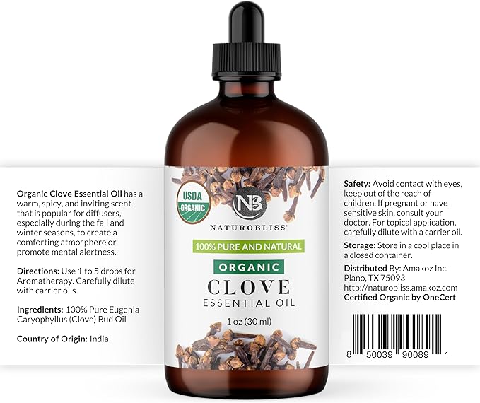 NaturoBliss Organic Clove Essential Oil 1 oz – 100% Pure, Undiluted - Image 4