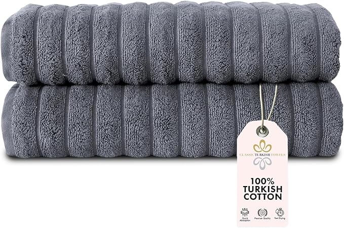 Classic Turkish Towels CTT Premium 2 Pack Bath Towels Set, Made by ClassicTurkishTowels