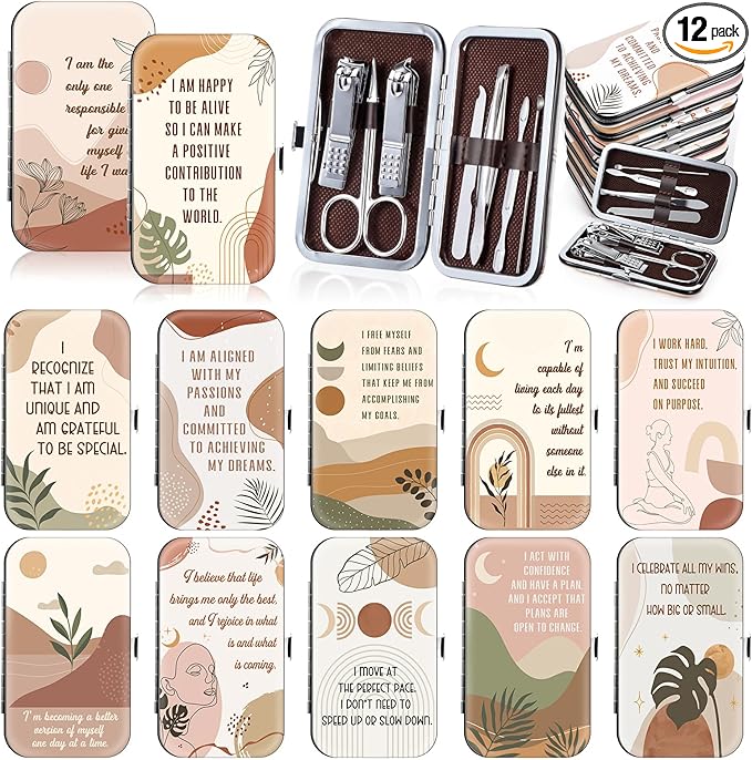 Capoda 12 Set Positive Affirmations Gifts Bulk Manicure Set Mothers Day Gift by Capoda