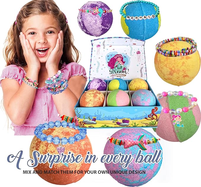 Bath Bombs for Kids with Surprise Inside, Mermaid Bath Bombs for Girls with - Image 6