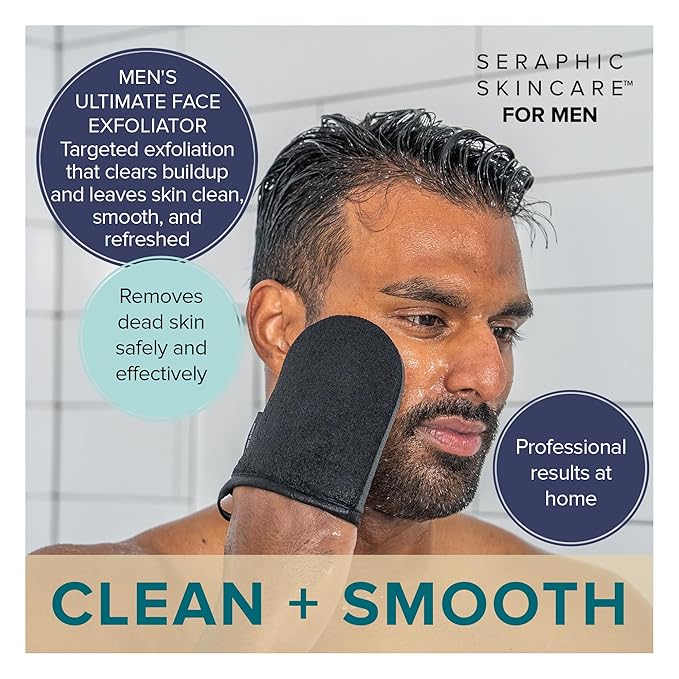 Seraphic Skincare Men Ultimate Exfoliating Facial Mitt – 100% Vegan Dual-Sided - Image 2
