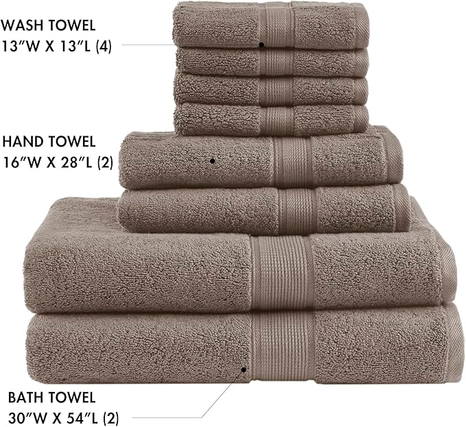 Madison Park 800GSM Bathroom Towel Set of 8 100% Cotton Bath Towel Set - Image 4