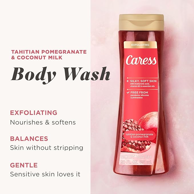 Caress Tahitian Pomegranate & Coconut Milk Exfoliating Scrub Body Wash - Image 2