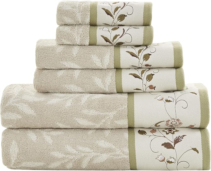 Madison Park Serene 100% Cotton Bath Towel Set Luxurious Floral Decorative by MADISONPARK