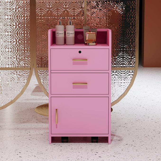 SSLine Modern Salon Station Pink Floor Stand Styling Sation Wood Salon Cabinet by SSLine