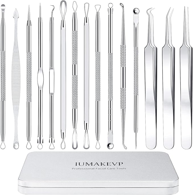 Pimple Popper Tool Kit, IUMAKEVP 15 PCS Professional Stainless Steel Blackhead - Image 9