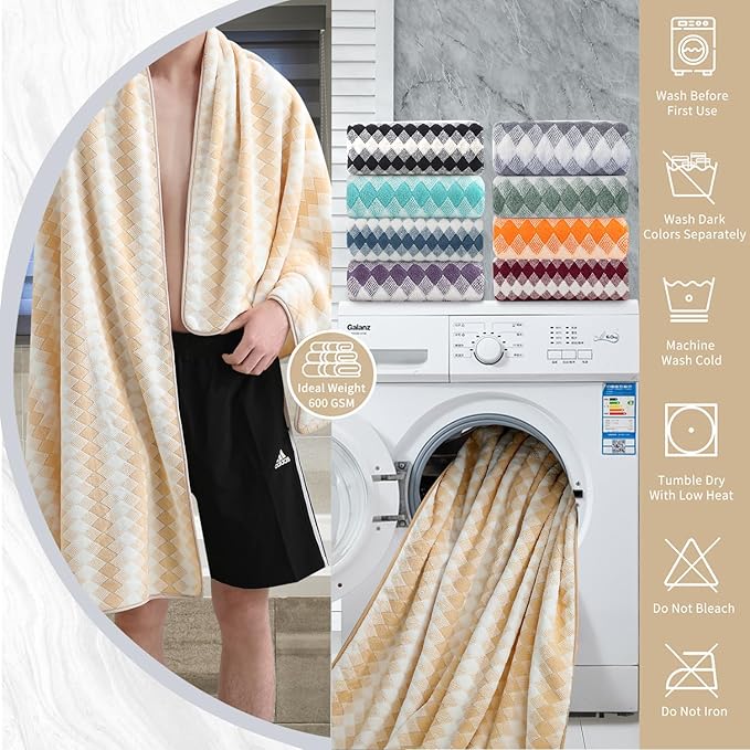 8 Piece Bathroom Towel Set |2 Oversized Bath Towels, 2 Hand Towels, 4 - Image 3
