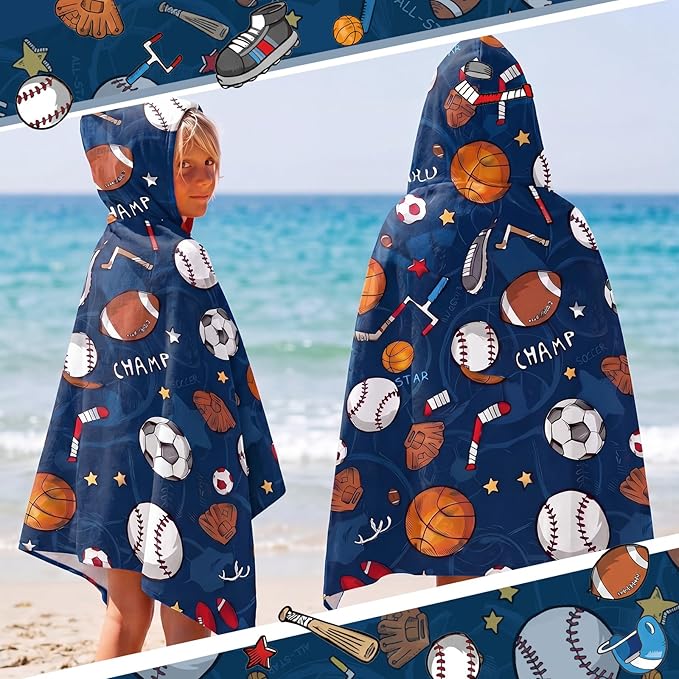 Peryiter 1 Pcs Ball Hooded Bath and Beach Towel 100% Cotton Pool Towels - Image 6