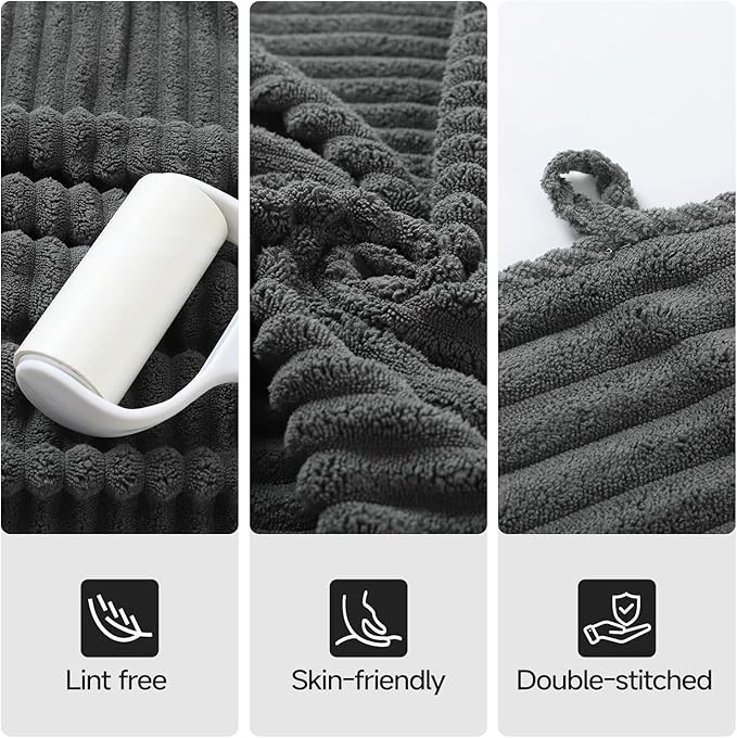 REDKISS Charcoal Gray Bath Towels Set 8 Piece - Image 6