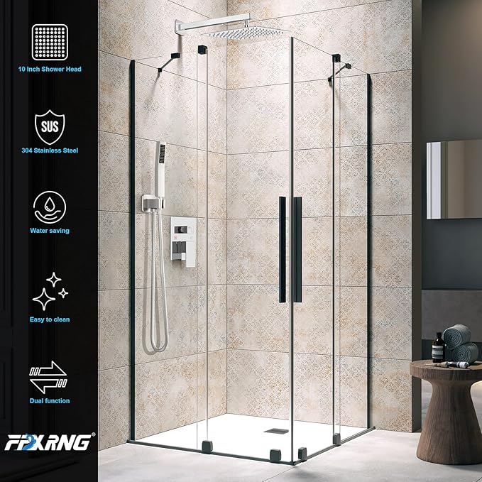 FPXRNG Shower Faucet Set Bathroom Square Rain Shower Head and Handle Set - Image 3